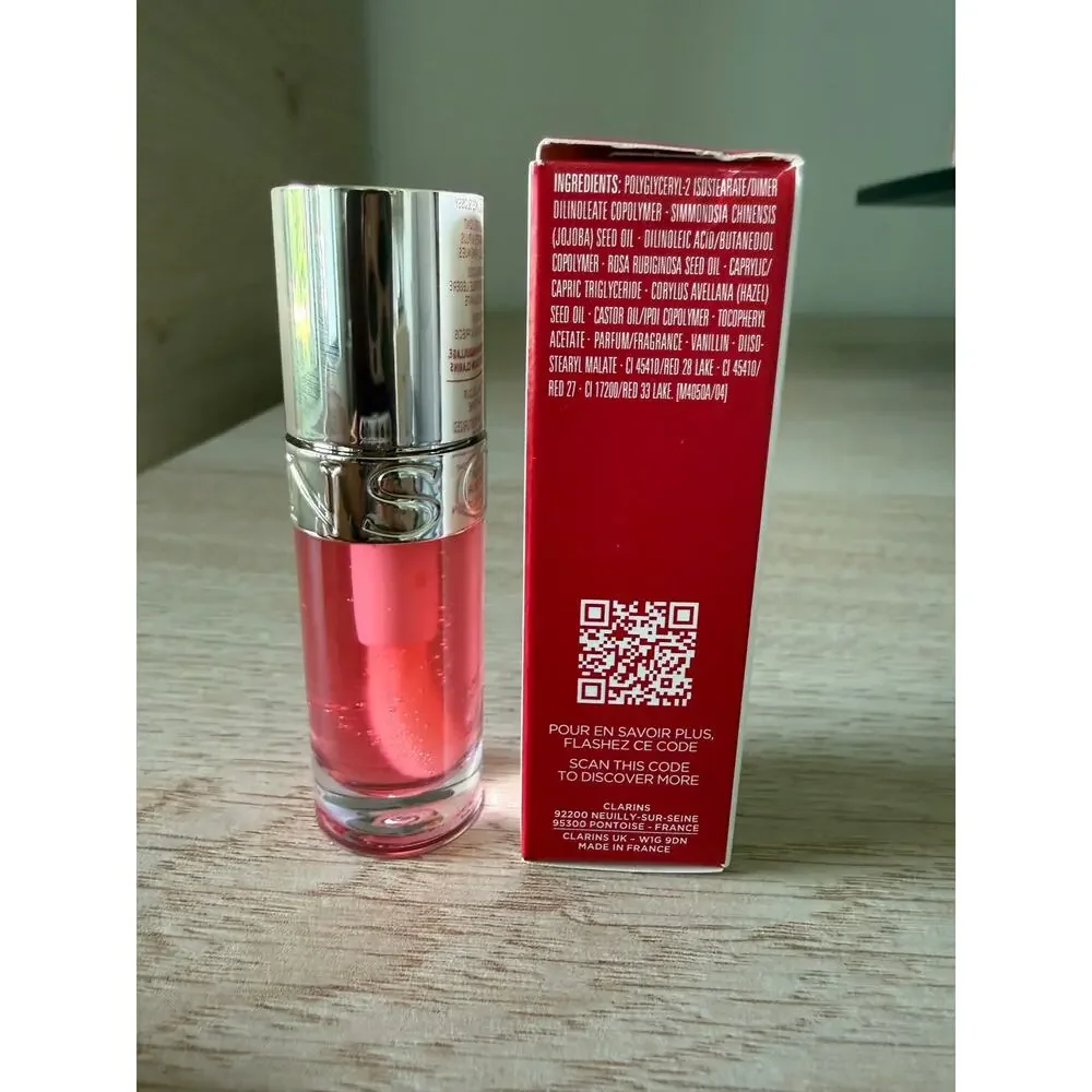 $32 New Clarins Lip Comfort Oil 04 Pitaya Hydrating Plumping Lip Oil